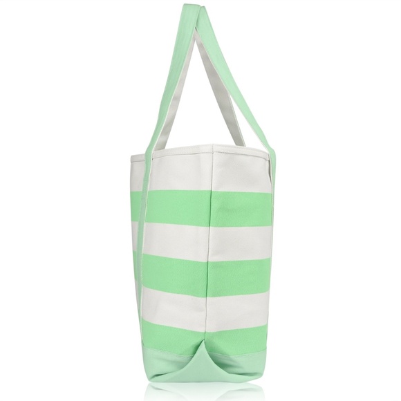 Premium Striped Tote / Beach Bag - Mint Green - Picture 5 of 6